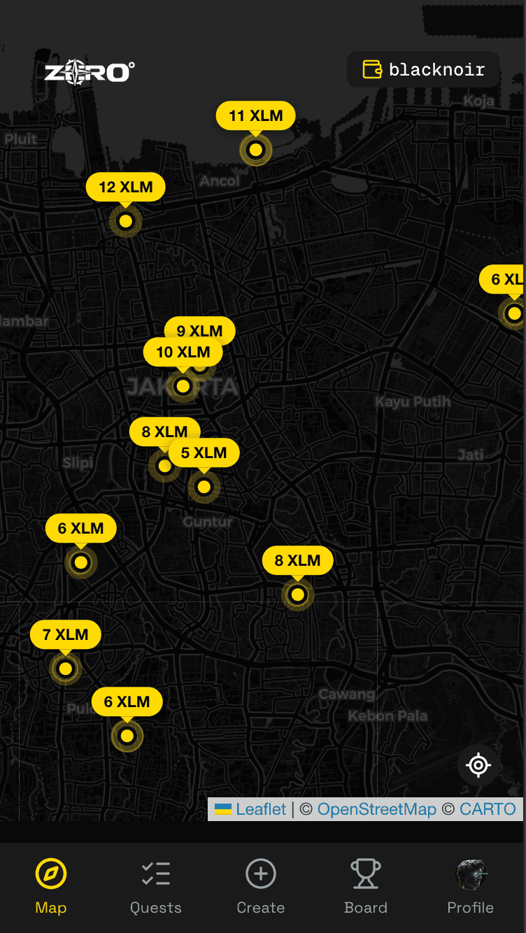 0deg app preview: live quest map of Jakarta